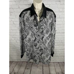 Jordan Woman Black White Vegan Leather Collar/Sleeve Cuffs/Buttons Button Up 16W